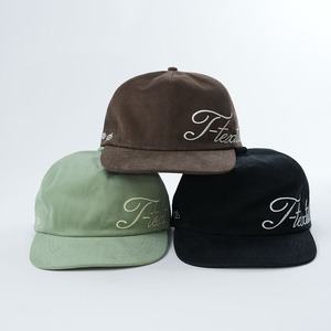 Bordado personalizado 5 Panel cepillo de algodón sin estructura Snapback sombreros con logotipo bordado - Product Image 1