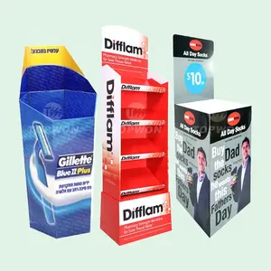 Custom Supermarket Retail Paper Display Rack Cardboard Dump Bin Pharmacy Pop Up Cardboard Display Stand