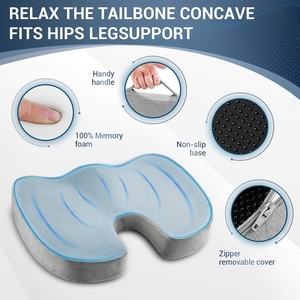 WJ-194 busa memori abu-abu kursi kantor bantal kursi nyaman bentuk U pola pengurang tekanan untuk Penggunaan dapur Linu sakit tulang ekor - Product Image 5