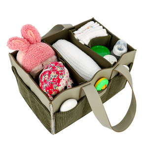 Borsa per pannolini in pelle e velluto a coste elegante e resistente per pannolini per bambini con tasche Multiple per mamme - Product Image 2