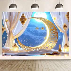 7*5 футов большой фон для свадебной вечеринки с изображением Луны звезды фонарь Рамадана умры Карима баннер фон для мусульман - Product Image 2