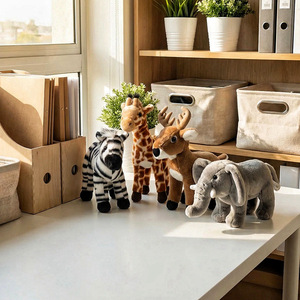 Peluches Réalistes Girafe Éléphant Zèbre Cerf Élan en Coton PP, Matière Peluche Courte, Hauteur 31-50cm, Vente en Gros - Product Image 2