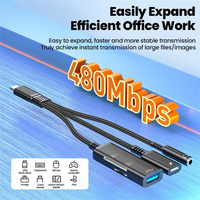 Adaptateur USB C OTG 5 en 1 Type-C vers USB + Type-C 10W Charge + Écouteurs 3,5 mm + Lecteur de Cartes SD/TF pour Téléphones Portables 15-17