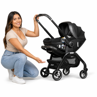 Poussette pliable 3 en 1 Kidilo en alliage d'aluminium avec siège auto pour bébé, capacité de charge de 15 kg, pour les voyages en plein air et la maison