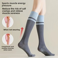 Chaussettes de sport tricotées à rayures de compression pour femmes, antidérapantes, professionnelles, pour le yoga, la course, le fitness et le Pilates, ODM