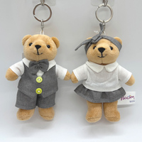 Mini porte-clés ours en peluche mignon personnalisé avec tenue, pendentif poupée, cadeau pour les fêtes, vente en gros