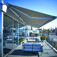 Auvent moderne rétractable à énergie solaire mur de jardin motorisé PVC/PC auvent de pluie balcon en métal