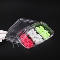 Boîte d'emballage écologique en plastique transparent PET/RPET de 50 oz à 3 compartiments avec couvercle séparé pour salade de fruits et noix