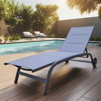 Chaise longue pliante extérieure en aluminium KD Chaise longue avec roues Ensemble de jardin au bord de la piscine pour meubles de piscine Utilisation de patio