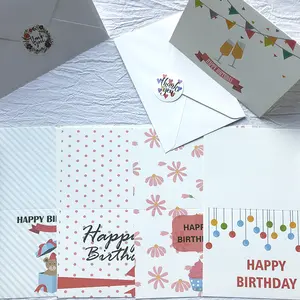 Venda quente personalizada Cartão do convite do partido Urso bonito Aniversário bolo decoração papel cartão com envelope Atacado