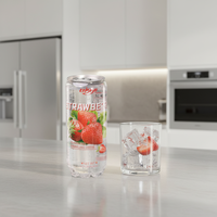 Boisson gazeuse pétillante aromatisée à la fraise style Elisha, enrichie en glucose et caféine, en canette de 350 ml, marque privée, vente en gros