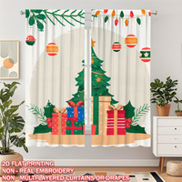 COSENNATUR OEM Özel Baskılı Noel Perde Paneli %100 Polyester Çubuk Cepli 2D Dijital Festival Pencere Örtüsü Toptan Satış