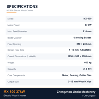 Broyeur de bois pour culture de champignons comestibles MX-800, moteur en cuivre pur, capacité 2-3T/H, prix de gros