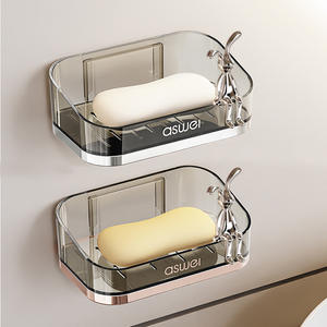 Home High-End <b>Wall</b>-Mounted <b>Double</b>-Layer Soap <b>Box</b> Portable Punch-Free Storage Rack for Bathroom and Toilet - Product Image 1