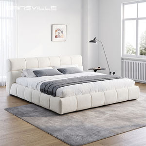 Индивидуальный Размер Italia современный дизайн мебель для спальни модульная кровать в стиле Честерфилд обивка кожаная ткань каркас кровати - Product Image 1