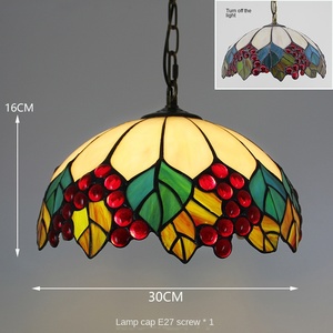 Luz colgante de luces de cristal colgante flor barroca antigua 6 8 pulgadas Retro teñido Tiffany lámparas colgante Tiffany lámpara de araña - Product Image 6