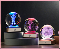 Boule de cristal 3D de 80 mm, lampe de nuit, décoration de boule de cristal, système solaire, lumières LED de nuit, décoration de bureau, décoration de la maison
