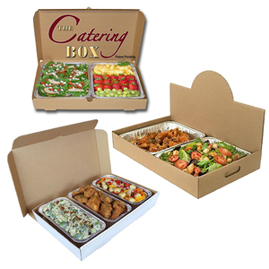 カスタム段ボールケータリングボックス、自己加熱式テイクアウト、再利用可能なアルミホイル容器、ケータリング食品包装用ランチボックス - Product Image 1
