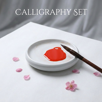 Mini Pierre à Encre en Céramique Blanche Portable pour Calligraphie Chinoise - Modèle de Pierre à Encre en Porcelaine Traditionnelle pour Fournitures Artistiques de Peinture