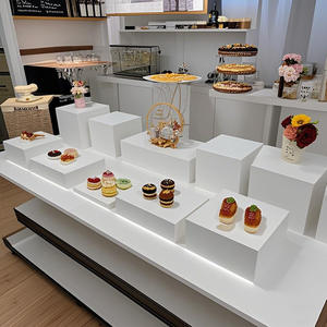 White Buffet Acrylic Table <strong>Riser</strong> Cube <strong>Display</strong> Acrylic <strong>Display</strong> Box Hollow Buffet <strong>Food</strong> Dessert Prop <strong>Display</strong> Rack - Product Image 1