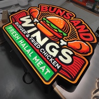 Enseigne lumineuse LED personnalisée pour restaurant de hamburgers et poulet frit, signalétique éclairée, boîte à lumière LED murale extérieure