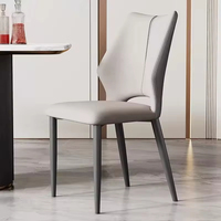 Chaise de salle à manger en cuir marron de style moderne et luxueux avec dossier confortable pour cuisine, hôtel, restaurant et bureau
