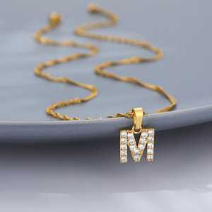 Collier de luxe en zircon avec initiale A-Z pour femme, pendentif lettre en acier inoxydable, bijoux ras-du-cou, cadeau, vente en gros - Product Image 6