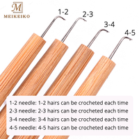 Aiguilles à crochet en bambou et métal Meikeiko en gros pour la confection de perruques, la ventilation des dentelles frontales et les fermetures, avec manche en bois