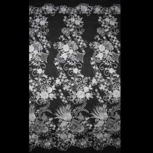 Nouveau design de tissu de dentelle de broderie florale lourde