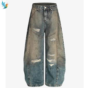 Vaqueros Anchos Personalizados para Hombre, Diseño Retro con Salpicaduras de Tinta, Perforados, de Mezclilla de Algodón, Estilo Hip-Hop Urbano, para Primavera/Otoño - Product Image 1