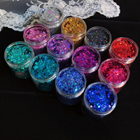 Ensemble de paillettes hexagonales holographiques épaisses Xucai pour l'art des ongles, la résine époxy, le maquillage du visage et du corps, le festival, le bricolage, l'artisanat, pot de 10 g