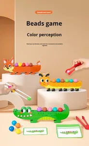 Jeu de société éducatif en bois pour le tri et la concentration des couleurs, avec perles à clipser Crocodile et Renard - Product Image 5