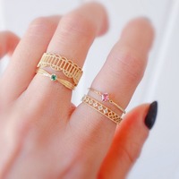 Bague fine empilable pour femme en or 14 carats et tungstène japonais, ornée de tourmaline rose naturelle, style luxe léger, collection Summer Eye Friends
