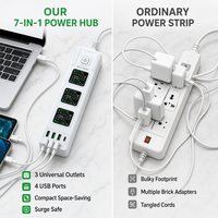 Multiprise universelle 3 voies personnalisable avec logo, colorée, prise EU, rallonge avec 3 ports USB à charge rapide, 2m, 110-250V