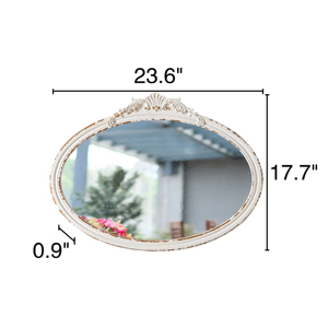 Casa fatta a mano bianco ovale specchio Espejos ornamenti stile francese lusso intagliato cornice in legno rustico specchio <span class=keywords><strong>da</strong></span> <span class=keywords><strong>parete</strong></span> - Product Image 3