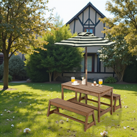 Parasol rectangulaire en bois Table et chaise ensemble jardin cour banc pique-nique parapluie extérieur parasol