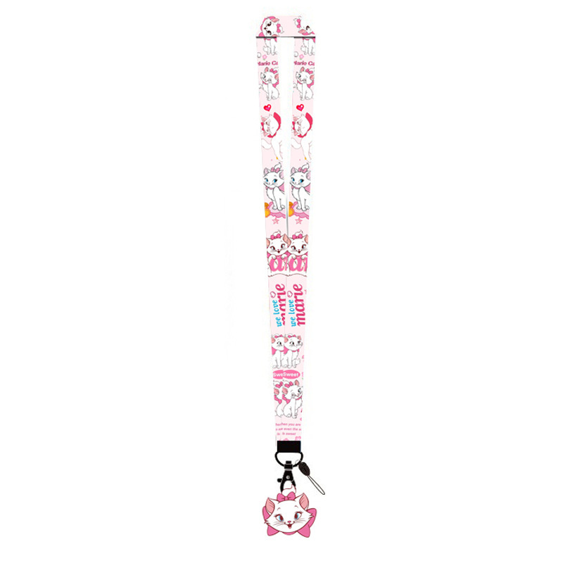 New Design Satin Cartoon Cute Marie Cat Lanyards Custom Neck Strap Anti-Lost Card Holder Phone Case Meal Card Lanyards Children Image 5
