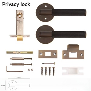 Maniglia <span class=keywords><strong>per</strong></span> Porta <span class=keywords><strong>in</strong></span> <span class=keywords><strong>Ottone</strong></span> Massiccio di Alta Qualità, Design Americano Anticato, Finitura Bronzo, con Funzione Privacy e Maniglia Zigrinata, <span class=keywords><strong>per</strong></span> Camera da Letto/Bagno, Set Maniglia Rotonda con Serratura - Product Image 5