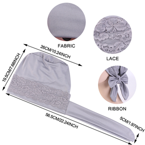 Turban pré-noué en dentelle pour femme, bonnet <span class=keywords><strong>chimio</strong></span>, couvre-chef, foulard, bonnet de nuit pour cheveux - Product Image 6