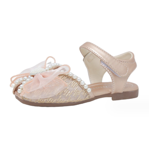 Sandales d'été personnalisées à nœud papillon pour filles, chaussures plates souples et tendance pour enfants, sandales de fête perlées pour étudiantes - Product Image 1