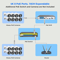 Kit de caméra de surveillance extérieure intelligente H.265 Ai avec vision nocturne couleur, système de caméra de sécurité IP PoE CCTV, 5MP 16CH 4K NVR IP 66