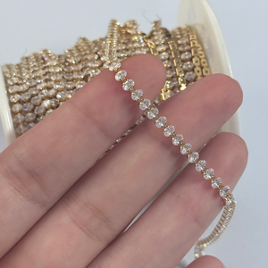 Catena Tennis Vintage in <span class=keywords><strong>Oro</strong></span> 14K con Zircone Ovale Trasparente a 4 Griffe per Creazione di Gioielli Fai-da-Te, Collane e Bracciali da Donna - Product Image 1