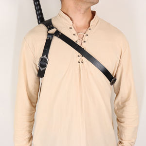 レトロソードショルダーバックシースホルダー、調節可能なウォリアーコスチューム保護ケースソードレザーバックルホルスター大人の男性用 - Product Image 4