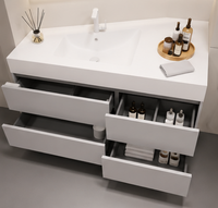 Comptoir de salle de bain moderne en pierre frittée avec lavabo intégré, personnalisable et intelligent, pour appartements et hôtels, direct usine