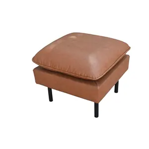 Dropshipping Square shape fancy ottoman brown PVC leather ottoman