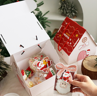 Joyeux Noël, boîte cadeau en carton rouge avec poignées, pour bonbons, biscuits, gâteaux, pâtisserie, à emporter, en forme de maison