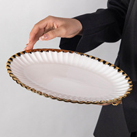 Keramische Europese stijl gouden rand dinerbord restaurant westerse stijl steak fruitsalade bord buffet servies serveerschalen