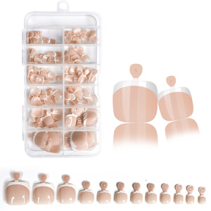 Lot de 120 faux ongles à presser pour les orteils, style français, transparents et roses, pour la décoration des pédicures en salon - Product Image 3