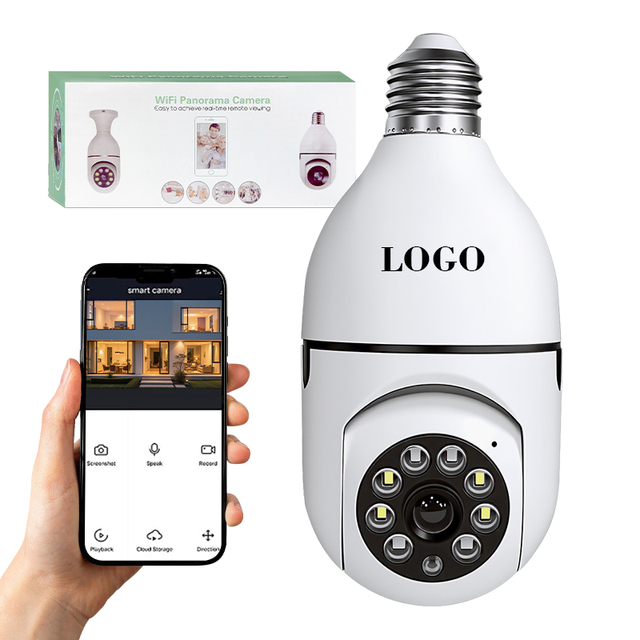 Ultra-Budget CCTV Camera Home Security 108p WIFI Light Bulb Security Camera 360° Panoramic View Clear Light Bulb Camera for Home