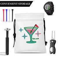 Sac de golf en cuir avec cordon de serrage, broderie multi-éléments, imperméable, couleur et taille personnalisables, sac de taille portable pour balles de golf